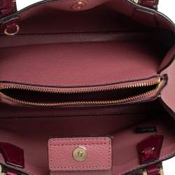 Pre Owned Michael Kors Pink/Brown Signature Coated Canvas and Leather Kimberly Satchel