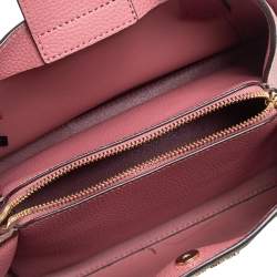 Pre Owned Michael Kors Pink/Brown Signature Coated Canvas and Leather Kimberly Satchel