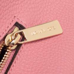 Pre Owned Michael Kors Pink/Brown Signature Coated Canvas and Leather Kimberly Satchel