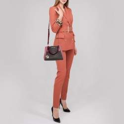 Pre Owned Michael Kors Pink/Brown Signature Coated Canvas and Leather Kimberly Satchel