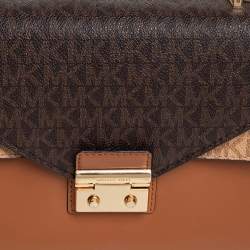Pre Owned Michael Kors Tri Color Monogram Coated Canvas and Leather Kinsley Top Handle Bag