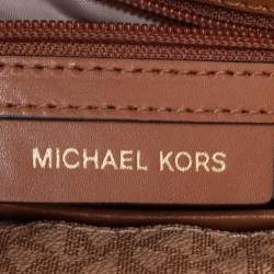 Pre Owned Michael Kors Tri Color Monogram Coated Canvas and Leather Kinsley Top Handle Bag