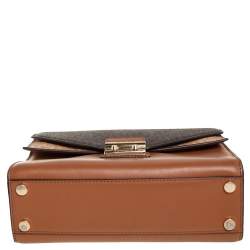 Pre Owned Michael Kors Tri Color Monogram Coated Canvas and Leather Kinsley Top Handle Bag