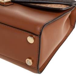 Pre Owned Michael Kors Tri Color Monogram Coated Canvas and Leather Kinsley Top Handle Bag