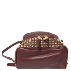 مملوكة مسبقًا Michael Kors Burgundy Leather Small Studded Rhea Backpack