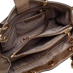Pre Owned MICHAEL Michael Kors Gold Patent Leather Medium Cynthia Tote