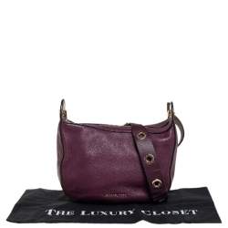Pre Owned Micheal Kors Plum Pebbled Leather Grommet Strap Hobo