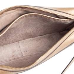 Pre Owned Michael Kors Gold Saffiano Leather Jet Set Camera Crossbody Bag