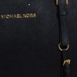 Pre Owned Michael Kors Black Leather Large Jet Set Travel Tote