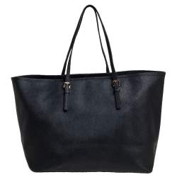 Pre Owned Michael Kors Black Leather Large Jet Set Travel Tote