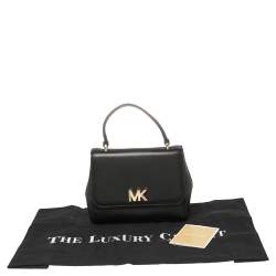 Pre Owned Michael Kors Black Leather Mott Top Handle Bag
