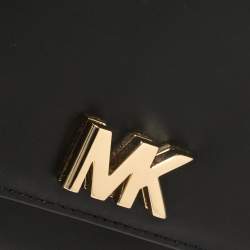 Pre Owned Michael Kors Black Leather Mott Top Handle Bag