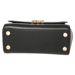 Pre Owned Michael Kors Black Leather Mott Top Handle Bag