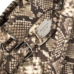 مملوكة مسبقًا حقيبة يد توتس ميشيل كورس هاميلتون جلد بنقشة جلد الثعبان بني / بيج 