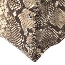 مملوكة مسبقًا حقيبة يد توتس ميشيل كورس هاميلتون جلد بنقشة جلد الثعبان بني / بيج 