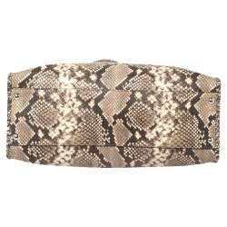 مملوكة مسبقًا حقيبة يد توتس ميشيل كورس هاميلتون جلد بنقشة جلد الثعبان بني / بيج 