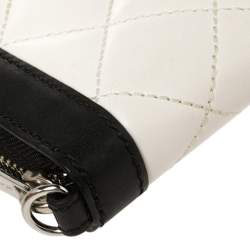 Michael Kors White/Black Quilted Leather Wristlet Wallet