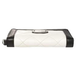 Michael Kors White/Black Quilted Leather Wristlet Wallet