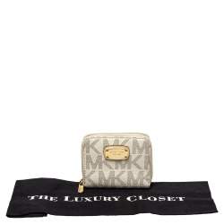 Pre Owned محفظة مايكل كورس كومباكت بيج/ أبيض