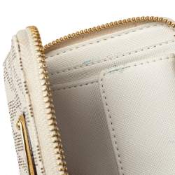 Michael Kors White Signature Coated Canvas Zip Around Compact Wallet