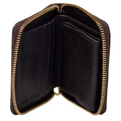 Pre Owned محفظة مايكل كورس كومباكت سحاب ملتف كانفاس مقوى شعار بني