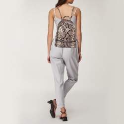 Pre Owned حقيبة ظهر مايكل كورس ريا صغيرة جلد نقشة الثعبان بني و بيج