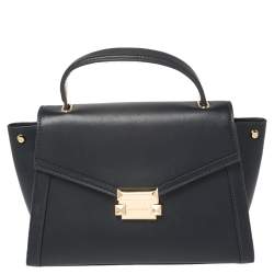 Pre Owned Michael Kors Navy Blue Leather Medium Whitney Top Handle Bag