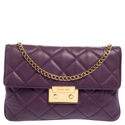 Pre Owned Michael Kors Purple Quilted Leather Sloan Chain Bag
