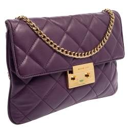 Pre Owned Michael Kors Purple Quilted Leather Sloan Chain Bag