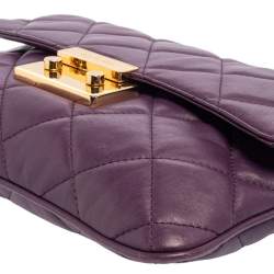 Pre Owned Michael Kors Purple Quilted Leather Sloan Chain Bag