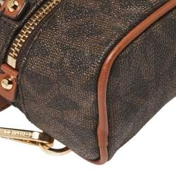 مملوكة مسبقًا حقيبة ظهر مايكل كورس ميني ريا كانفاس مقوي بني بالشعار وجلد