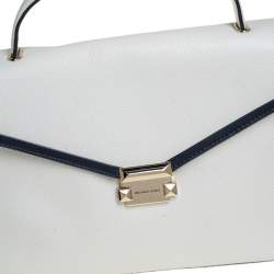 Pre Owned Michael Kors White Leather Large Whitney Top Handle Bag