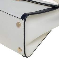 Pre Owned Michael Kors White Leather Large Whitney Top Handle Bag