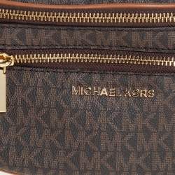 Pre Owned Michael Kors Brown/Tan Signature Coated Canvas and Leather Mott Belt Bag