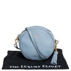 Pre Owned Michael Kors Blue Leather Round Crossbody Bag
