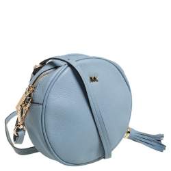 Pre Owned Michael Kors Blue Leather Round Crossbody Bag