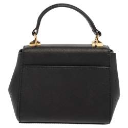 Pre Owned Michael Kors Black Leather Mini Karla Top Handle Bag