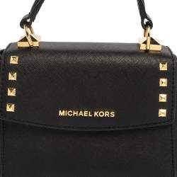 Pre Owned Michael Kors Black Leather Mini Karla Top Handle Bag