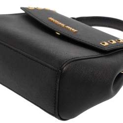 Pre Owned Michael Kors Black Leather Mini Karla Top Handle Bag