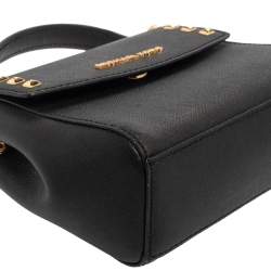 Pre Owned Michael Kors Black Leather Mini Karla Top Handle Bag