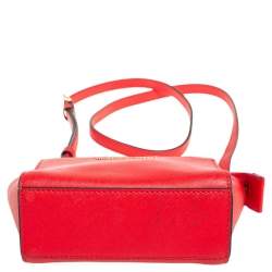 Pre Owned Michael Kors Orange Saffiano Leather Mini Selma Crossbody Bag