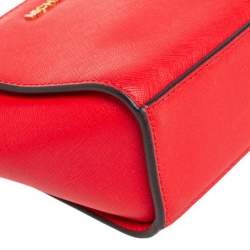 Pre Owned Michael Kors Orange Saffiano Leather Mini Selma Crossbody Bag
