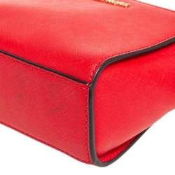 Pre Owned Michael Kors Orange Saffiano Leather Mini Selma Crossbody Bag