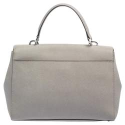 Pre Owned Michael Kors Grey Leather Medium Ava Top Handle Bag