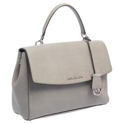 Pre Owned Michael Kors Grey Leather Medium Ava Top Handle Bag
