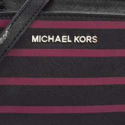 Pre Owned Michael Kors Black/Pink Saffiano Leather Mini Selma Crossbody Bag