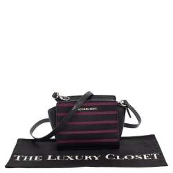 Pre Owned Michael Kors Black/Pink Saffiano Leather Mini Selma Crossbody Bag