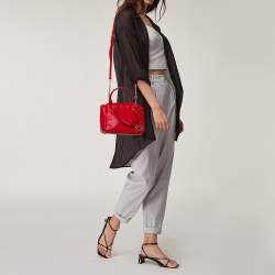 Pre Owned Michael Kors Red Pebbled Leather Small Maxine Satchel