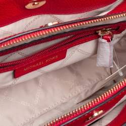 Pre Owned Michael Kors Red Pebbled Leather Small Maxine Satchel