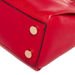 Pre Owned Michael Kors Red Pebbled Leather Small Maxine Satchel